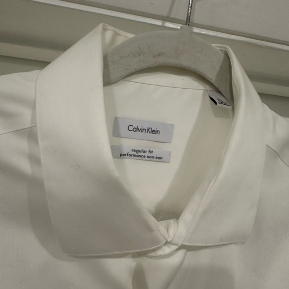 White Calvin Klein regular fit performance non-iron 17.5 34/35 100% cotton - Picture 2 of 6